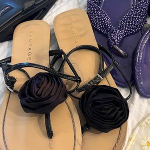 Rampage black satin flower size 7 sandals Anything marked 10$ and under is 3/for